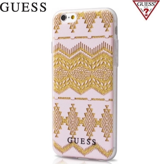 Изображение Guess Apsauginis dėklas GUESS Aztec skirtas Apple iPhone 7 4.7", Skaidri/Rožinė