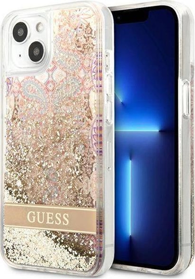 Picture of GUESS Guess GUHCP13SLFLSD iPhone 13 mini 5,4" złoty/gold hardcase Paisley Liquid Glitter