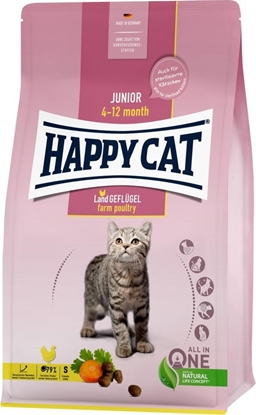 Picture of Happy Cat Junior Farm Poultry, sucha karma, dla kociąt w wieku 4-12 mies, drób, 4 kg, worek