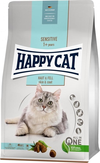 Picture of Happy Cat Sensitive Skin & Coat, sucha karma, dla dorosłych kotów, dla zdrowej skóry i sierści, 1,3 kg, worek