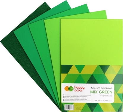 Picture of Happy Color Arkusze piankowe A4 5 kolorów Mix Green mix