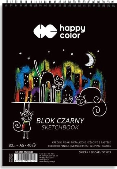 Picture of Happy Color Blok rysunkowy A5 40k czarny