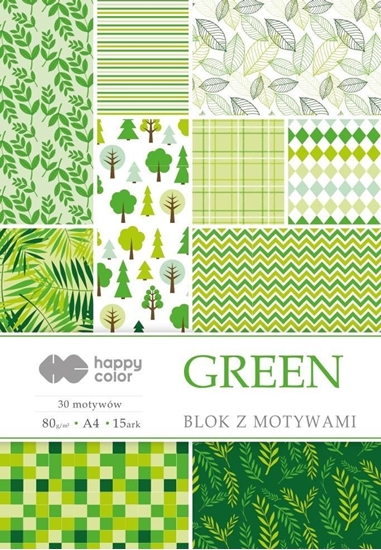 Изображение Happy Color Blok z motywami Green A4/15ark HAPPY COLOR