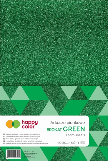 Изображение Happy Color Pianka Happy Color brokatowa 20x30 cm 5 ark Zielony