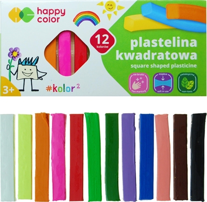 Изображение Happy Color Plastelina szkolna kwadratowa 12 kolorów Happy Color