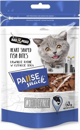 Изображение Hau&Miau Pausesnack przysmak dla kota, kawałki rybne w kształcie serca 60g