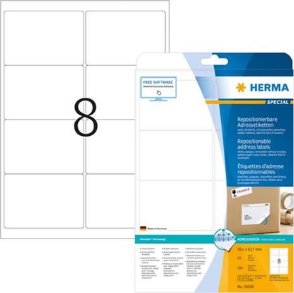 Attēls no Herma HERMA Etykieta adresowa A4 99,1x67,7mm biały 25 arkuszy