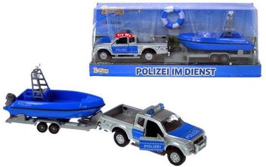 Изображение Hipo Auto Policja 12cm z łódką (510614)