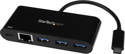 Attēls no HUB USB StarTech 1x RJ-45 1x USB-C  + 3x USB-A 3.0 (HB30C3AGEPD)