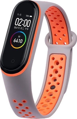 Picture of Hurtel Zamienna silikonowa opaska pasek do Xiaomi Mi Band 5 Dots szaro-pomarańczowy