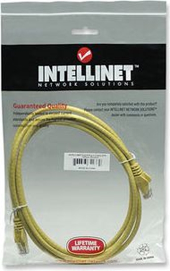 Изображение Intellinet Network Patch Cable, Cat6, 3m, Yellow, CCA, U/UTP, PVC, RJ45, Gold Plated Contacts, Snagless, Booted, Lifetime Warranty, Polybag