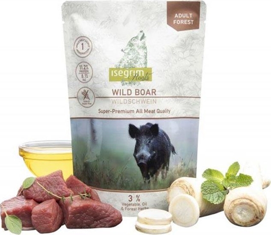 Изображение Isegrim Isegrim Adult Wild Boar Monoprotein - monoproteinowa mokra karma dla dorosłych psów, czysty dzik z pasternakiem i olejem lnianym, saszetka 410g