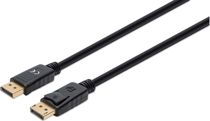 Attēls no Manhattan DisplayPort 1.4 Cable, 8K@60hz, 1m, PVC Cable, Male to Male, Equivalent to DP14MM1M, With Latches, Fully Shielded, Black, Lifetime Warranty, Polybag