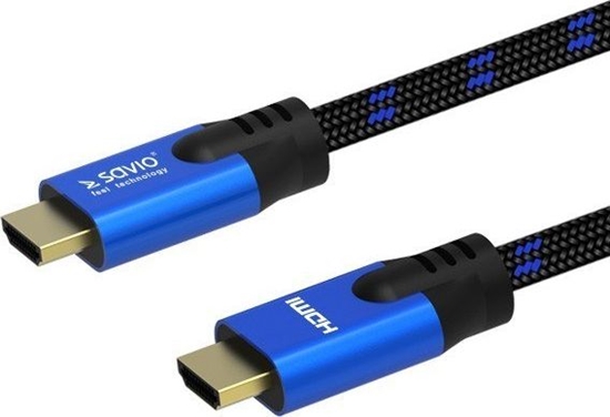 Изображение Kabel HDMI (M) v2.1, 3m, 8K, miedź, niebiesko-czarny, złote końcówki, ethernet/3D, CL-143