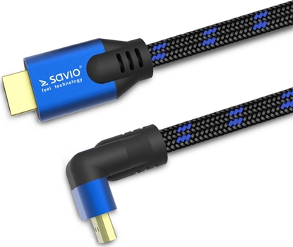 Attēls no Kabel HDMI (M) v2.1, kątowy, 3m, 8K, miedź, niebiesko-czarny, złote końcówki, ethernet/3D, CL-148