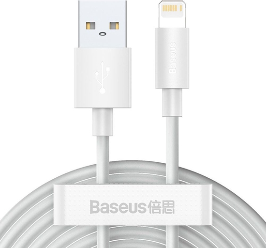 Изображение Kabel USB Baseus 2x USB-A - Lightning 1.5 m Biały (6953156230316)