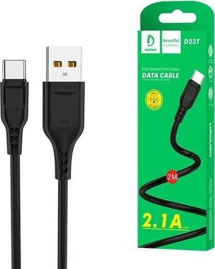 Изображение Kabel USB Denmen USB-A - USB-C 2 m Czarny (D23T)