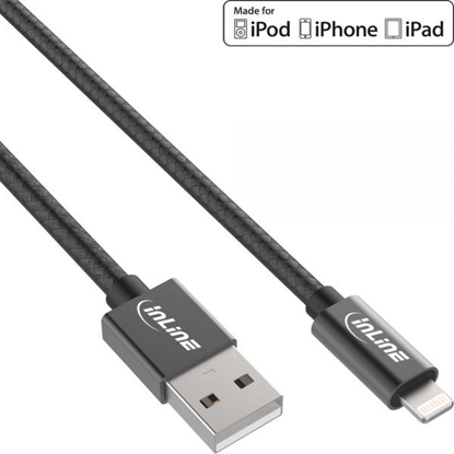 Attēls no Kabel USB InLine USB-A - Lightning 1 m Czarny (31411B)