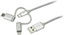 Изображение Kabel USB StarTech USB-A - USB-C + microUSB + Lightning 1 m Srebrny (LTCUB1MGR)