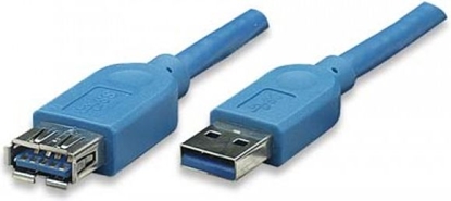 Изображение Kabel USB Techly USB-A - USB-A 0.5 m Niebieski (ICOC-U3-AA-005-EX)