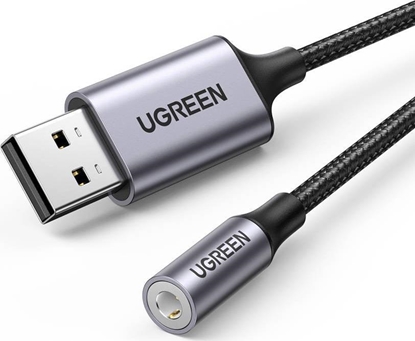 Изображение Kabel USB UGREEN USB-A - mini Jack 3.5 mm Czarno-srebrny (30757)