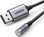 Attēls no Kabel USB UGREEN USB-A - mini Jack 3.5 mm Czarno-srebrny (30757)