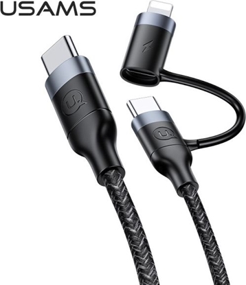 Attēls no Kabel USB Usams USB-C - USB-C + Lightning 1.2 m Czarny (63776-uniw)