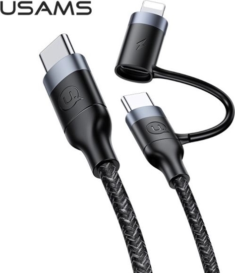 Picture of Kabel USB Usams USB-C - USB-C + Lightning 1.2 m Czarny (63776-uniw)