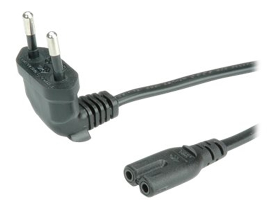 Picture of ROLINE Euro Power Cable, 2-pin, angled, black, 1.8 m