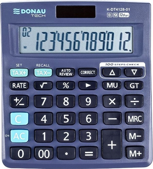 Picture of Kalkulator Donau Kalkulator biurowy DONAU TECH, 12-cyfr. wyświetlacz, wym. 140x122x27 mm, czarny