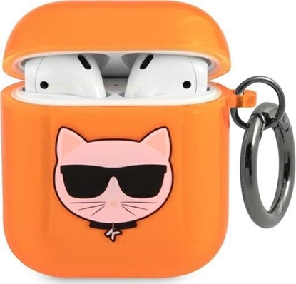 Изображение Karl Lagerfeld Etui ochronne KLA2UCHFO Choupette do AirPods 1/2 pomarańczowe