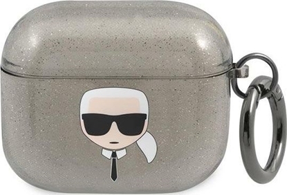 Изображение Karl Lagerfeld Etui ochronne KLA3UKHGK Glitter Karl`s Head do AirPods 3 szare