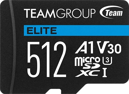 Attēls no Karta TeamGroup Elite MicroSDXC 512 GB Class 10 UHS-I/U3 A1 V30 (TEAUSDX512GIV30A103)