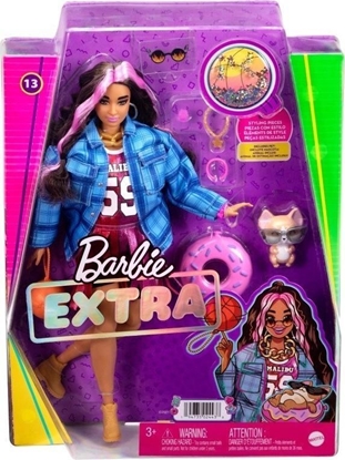 Изображение Lalka Barbie Mattel Extra Moda - Sportowa sukienka/Czarno-różowe włosy (GRN27/HDJ46)