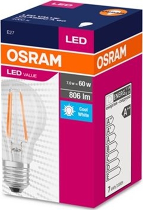 Picture of Ledvance Żarówka OSRAM LED Filament VALUE ClasA 230V 7W 840 E27 noDIM A++ Sklo čiré 806lm 4000K 10000h