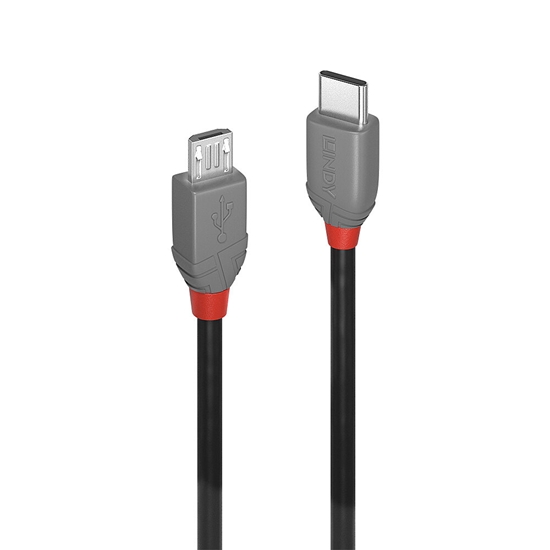 Изображение Lindy 1m USB 2.0 Type C to Micro-B Cable, Anthra Line