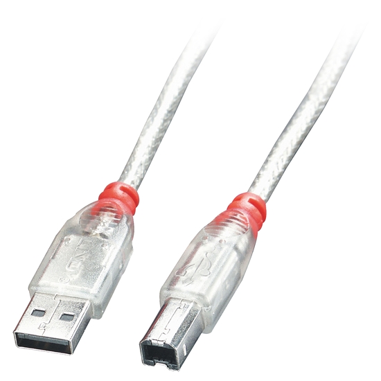 Picture of Lindy USB 2.0 Cable Type A/B, transparent, 0.2m