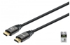 Изображение Manhattan HDMI Cable with Ethernet, 8K@60Hz (Ultra High Speed), 2m (Braided), Male to Male, Black, 4K@120Hz, Ultra HD 4k x 2k, Fully Shielded, Gold Plated Contacts, Lifetime Warranty, Polybag