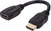 Изображение Manhattan HDMI with Ethernet Extension Cable, 4K@60Hz (Premium High Speed), Male to Female, Cable 20cm, Black, Ultra HD 4k x 2k, Fully Shielded, Gold Plated Contacts, Lifetime Warranty, Polybag