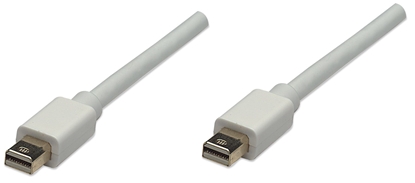 Attēls no Manhattan Mini DisplayPort 1.2 Cable (Clearance Pricing), 4K@60Hz, 1m, Male to Male, Bi-Directional, White, Equivalent to Startech MDPMM1MW, Lifetime Warranty, Polybag