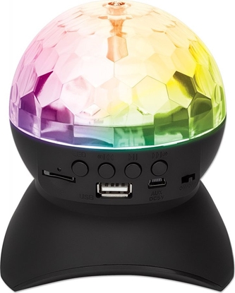 Picture of Manhattan Sound Science Disco Light Ball Bluetooth Speaker (Clearance Pricing), FM Radio, Decent Sound Output (3W), 8 hour Playback time, Integrated Controls, Range 10m, microSD card reader, Aux 3.5mm, USB-A charging cable incl, Bluetooth 5.0, 3 Years War