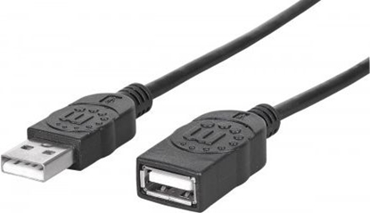 Attēls no Manhattan USB-A to USB-A Extension Cable, 1m, Male to Female, 480 Mbps (USB 2.0), Equivalent to Startech USBEXTAA3BK, Hi-Speed USB, Black, Lifetime Warranty, Polybag