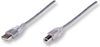 Picture of Manhattan USB-A to USB-B Cable, 3m, Male to Male, Translucent Silver, 480 Mbps (USB 2.0), Equivalent to Startech USB2AA2M (except colour), Hi-Speed USB, Lifetime Warranty, Polybag