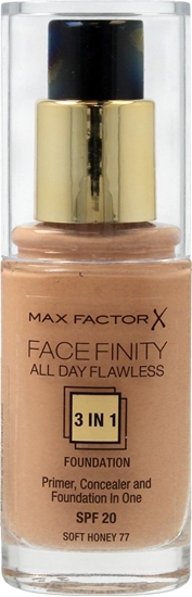 Изображение MAX FACTOR Facefinity All Day Flawless 3in1 Foundation SPF20 77 Soft Honey 30ml