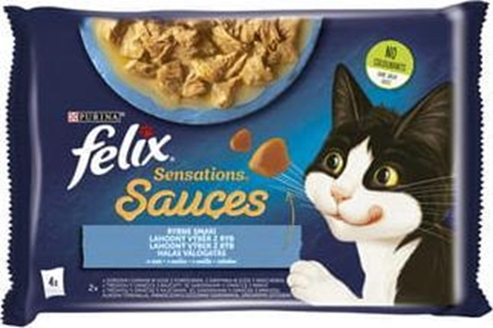 Изображение Nestle FELIX sasz.4x85g SENSATIONS SAUCES RYBNE DANIA w sosie /12