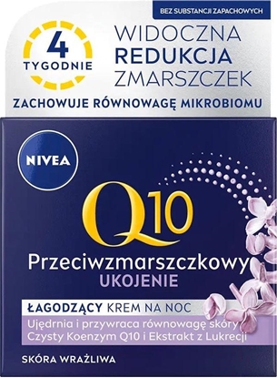 Изображение Nivea Q10 Przeciwzmarszczkowy łagodzący krem na noc do skóry wrażliwej 50 ml