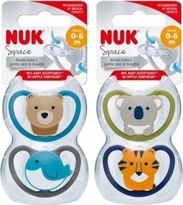 Изображение NUK Nuk smoczek usp.silikon 0-6m-cy Space 2szt.