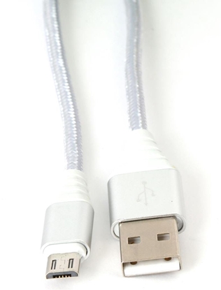 Изображение Omega cable microUSB - USB 1m braided 2A, silver