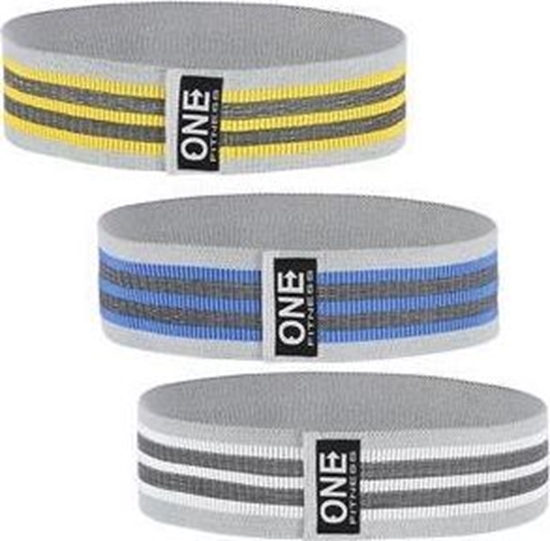 Изображение One Fitness Hip Band HB001 Set różne poziomy oporu w zestawie wielokolorowy 3 szt.