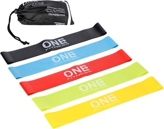 Изображение One Fitness Mini Band PBF-SET05 różne poziomy oporu w zestawie wielokolorowy 5 szt.